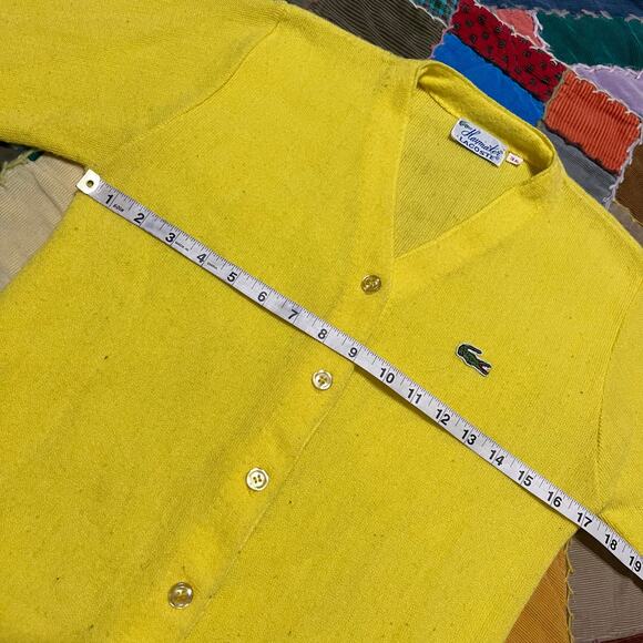 Vintage Lacoste Yellow Cardigan Sweater Small - Picture 5 of 6